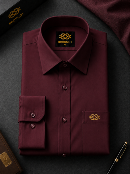 BROKNOT Premium Maroon Formal Shirt